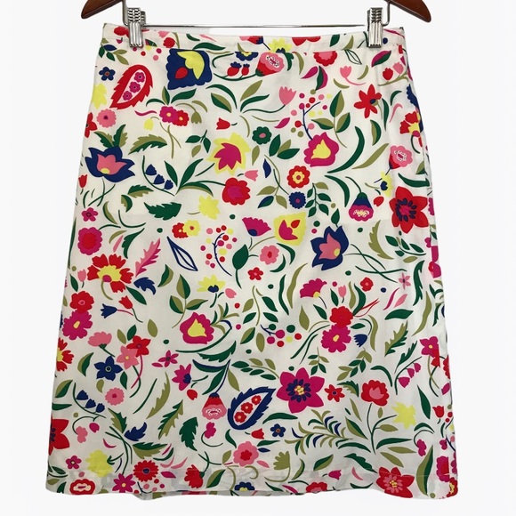 Boden White Printed Side Pockets A-Line Women’s Skirt - 8 - Picture 12 of 15